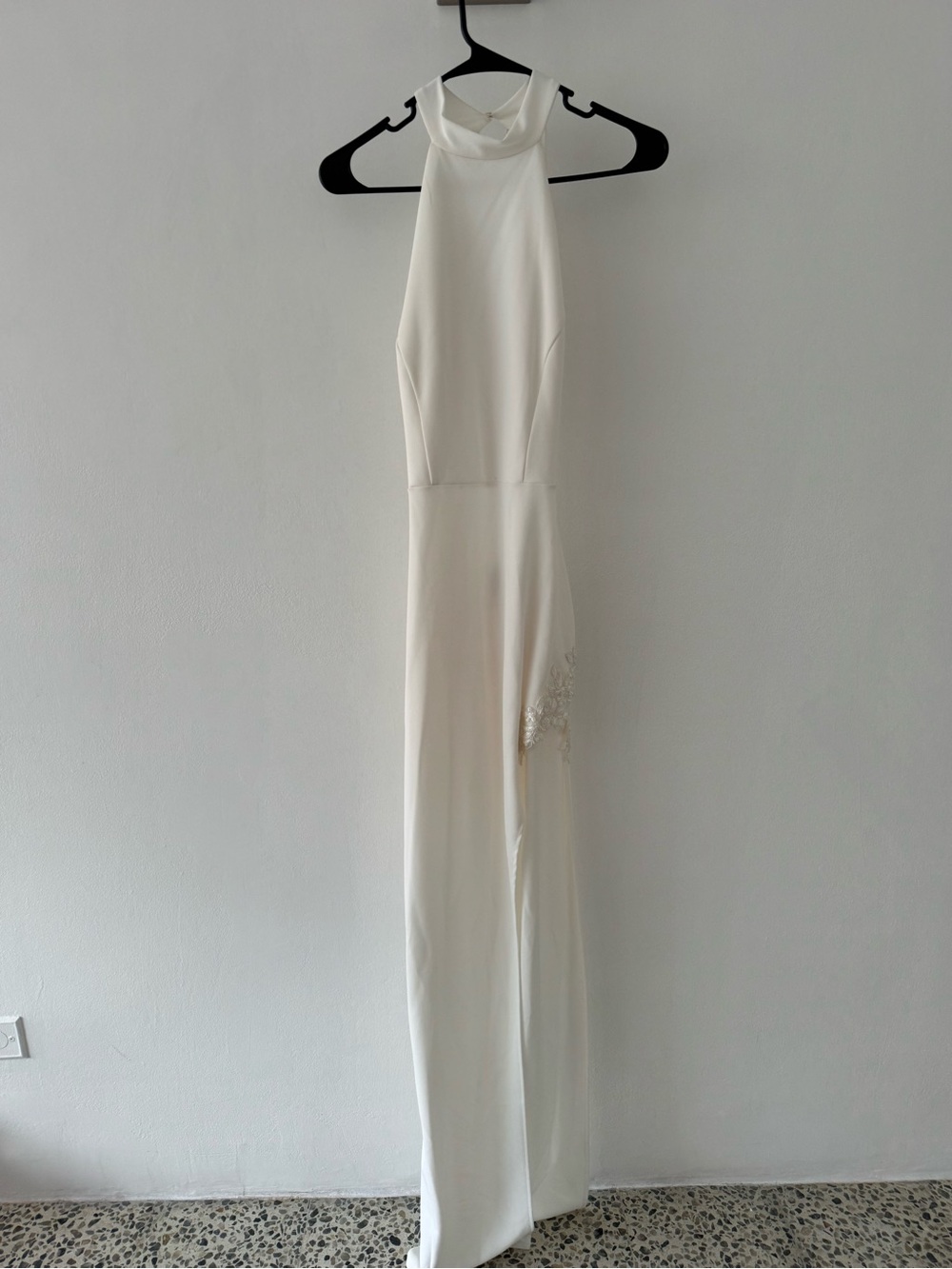 White Halter Backless Evening Dress - Brand: